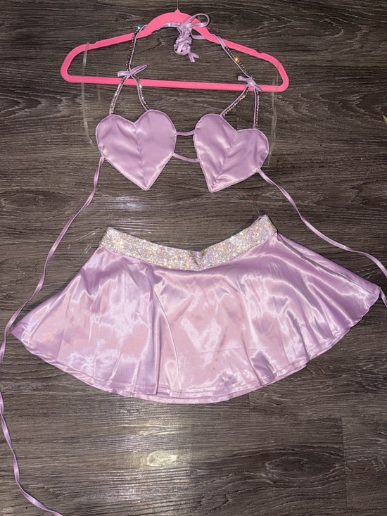 iHeartRaves Other - iHeartRaves Lavender Satin Heart Bandeau & Skirt Set
